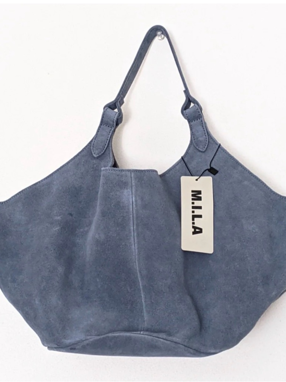 M.I.L.A Suede Shoulder Hobo Bag in Slate Blue NWT in shipping bag